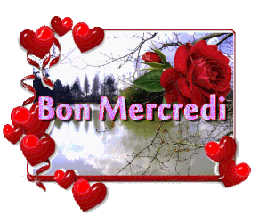 Gif animé Bon mercredi roses et coeur
